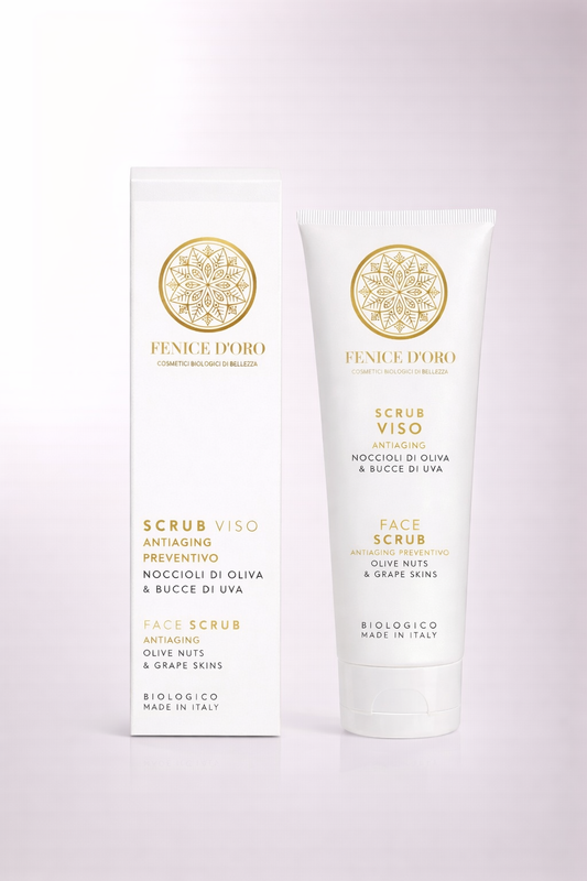 Scrub Viso Antiaging Preventivo - Noccioli di Oliva & Bucce di Uva
